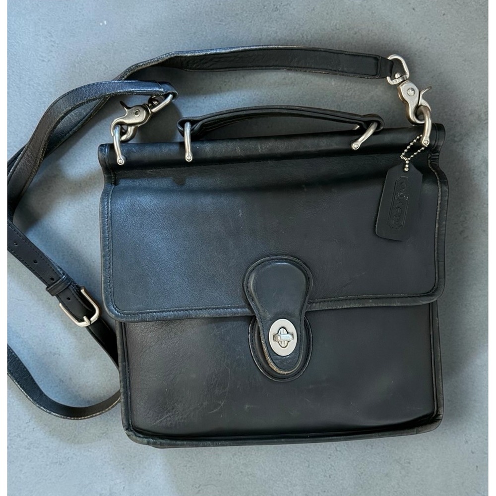 Vintage 1999 Coach Willis 9927 Black Glove Leather Nickel Crossbody Bag USA Era - Picture 15 of 16